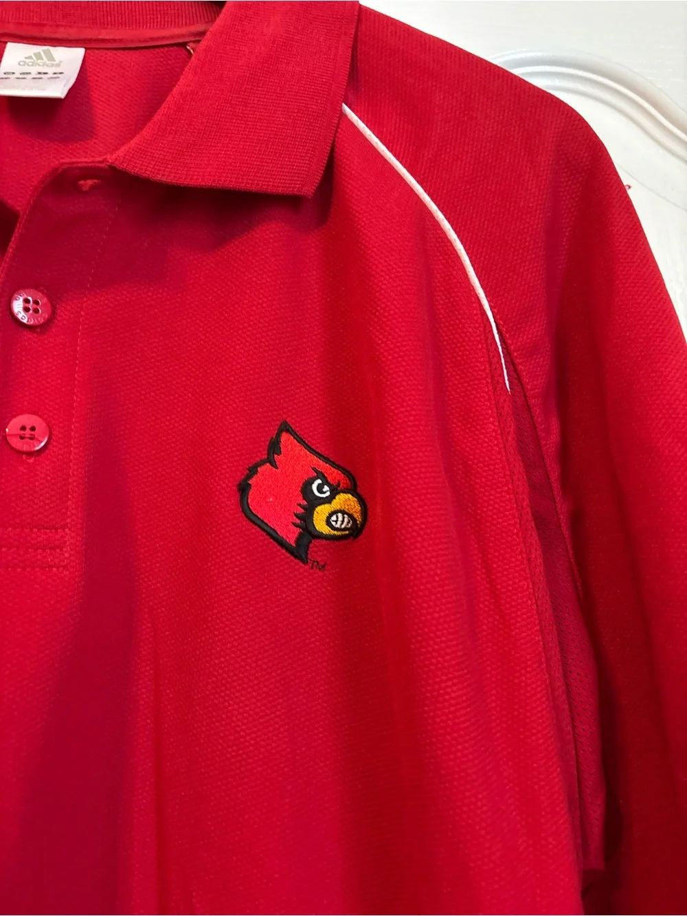 adidas Red Men's Polo with Cardinal Logo and White Accents